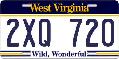 WV license plate 2XQ720