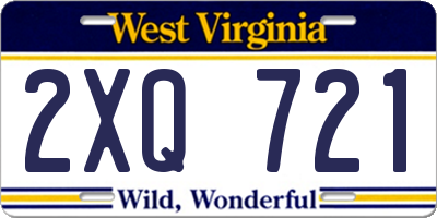 WV license plate 2XQ721