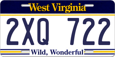 WV license plate 2XQ722