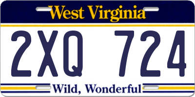 WV license plate 2XQ724