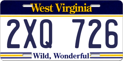 WV license plate 2XQ726