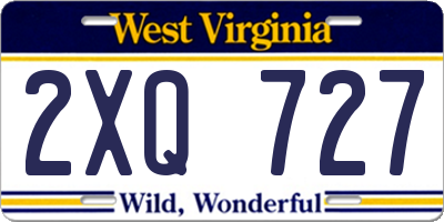 WV license plate 2XQ727