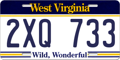 WV license plate 2XQ733