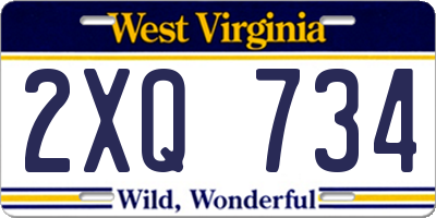 WV license plate 2XQ734