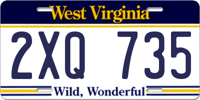 WV license plate 2XQ735