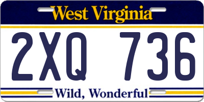 WV license plate 2XQ736