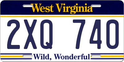 WV license plate 2XQ740