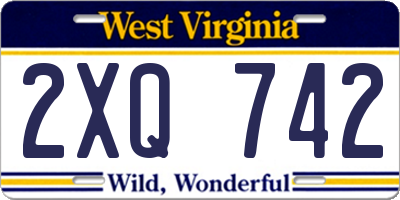 WV license plate 2XQ742