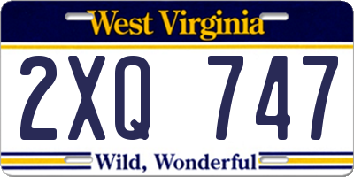 WV license plate 2XQ747