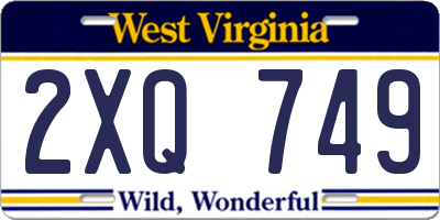 WV license plate 2XQ749