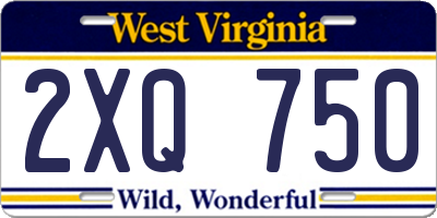 WV license plate 2XQ750