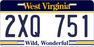 WV license plate 2XQ751