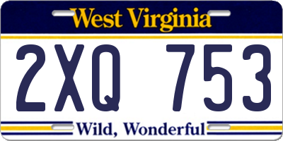WV license plate 2XQ753