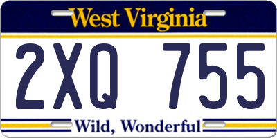 WV license plate 2XQ755