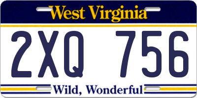 WV license plate 2XQ756