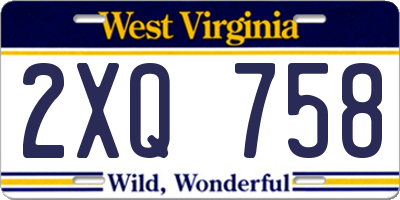 WV license plate 2XQ758