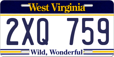 WV license plate 2XQ759