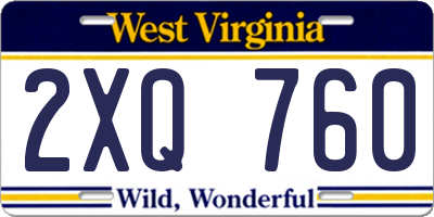 WV license plate 2XQ760