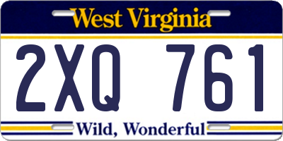 WV license plate 2XQ761