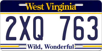 WV license plate 2XQ763