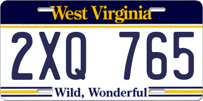 WV license plate 2XQ765