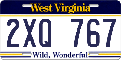 WV license plate 2XQ767