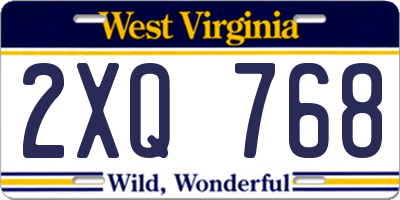 WV license plate 2XQ768