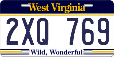 WV license plate 2XQ769
