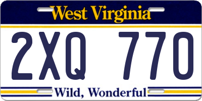 WV license plate 2XQ770