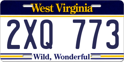 WV license plate 2XQ773