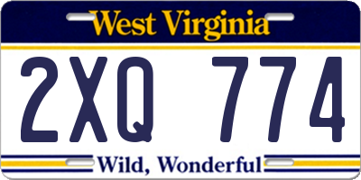 WV license plate 2XQ774