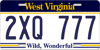 WV license plate 2XQ777