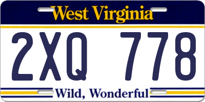 WV license plate 2XQ778