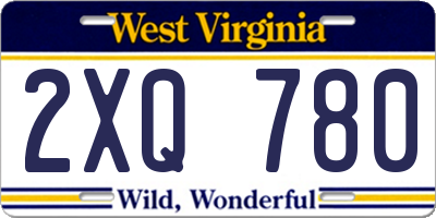 WV license plate 2XQ780