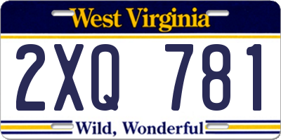 WV license plate 2XQ781