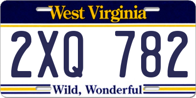 WV license plate 2XQ782
