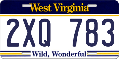 WV license plate 2XQ783