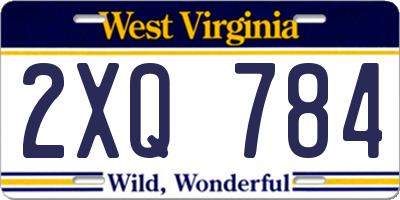 WV license plate 2XQ784