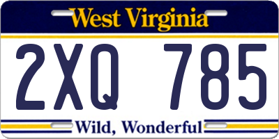 WV license plate 2XQ785