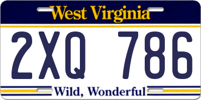 WV license plate 2XQ786