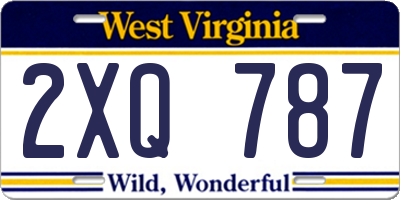 WV license plate 2XQ787