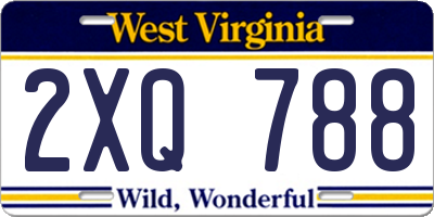WV license plate 2XQ788