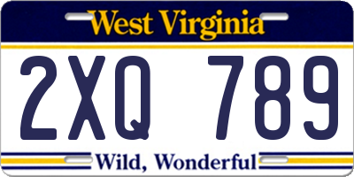 WV license plate 2XQ789