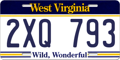 WV license plate 2XQ793