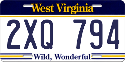 WV license plate 2XQ794
