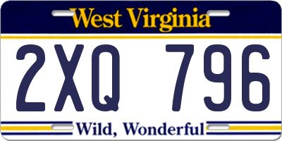 WV license plate 2XQ796