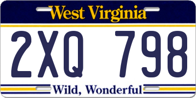 WV license plate 2XQ798