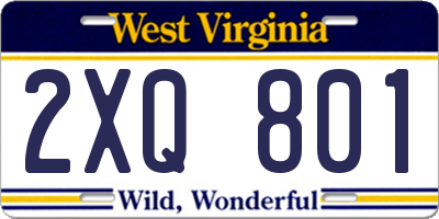 WV license plate 2XQ801