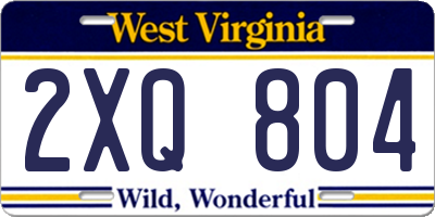WV license plate 2XQ804
