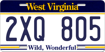 WV license plate 2XQ805
